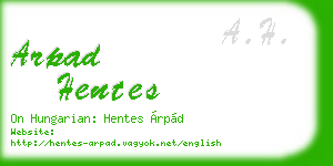 arpad hentes business card